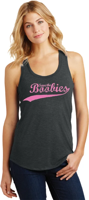Hot Deal Ladies Breast Cancer Racerback Tank Top Save The Boobies