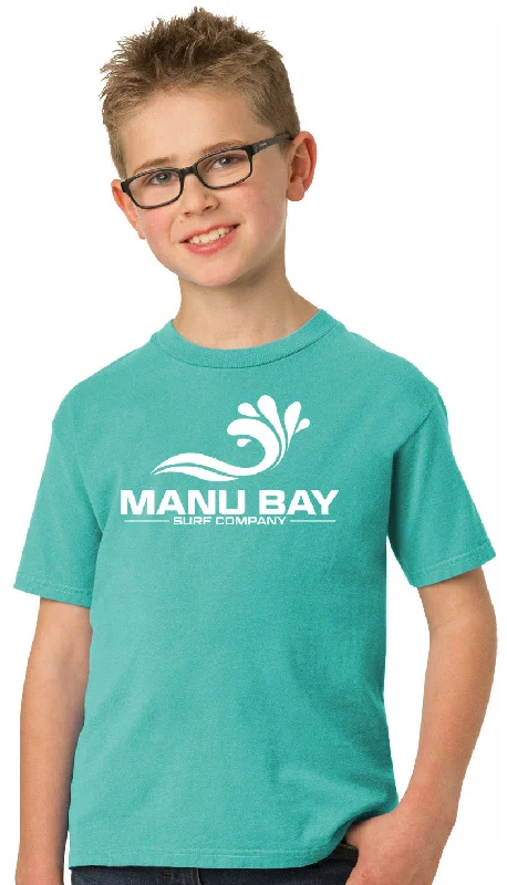 Blowout Deals Manu Bay Surf Company Logo Kids 100% Cotton Surfing Tee Shirt