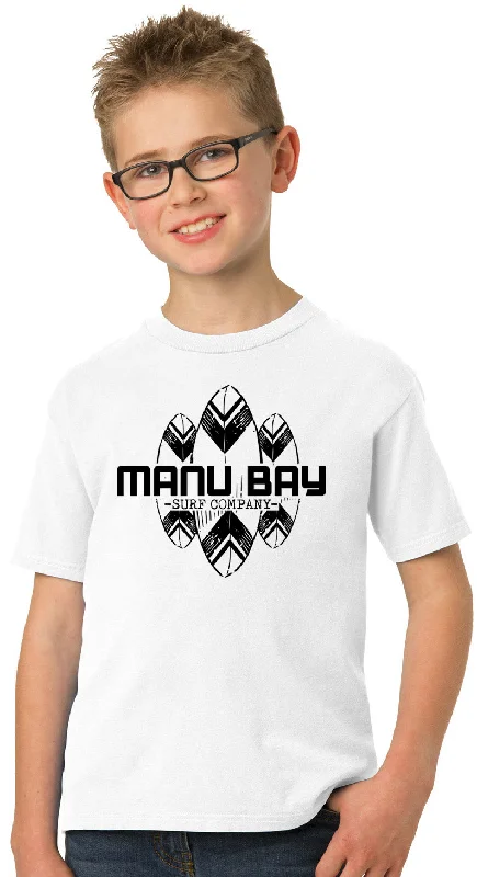 YEAR-End Clearance Manu Bay Surf Company SURFBOARDS Kids 100% Cotton Surfing Tee Shirt