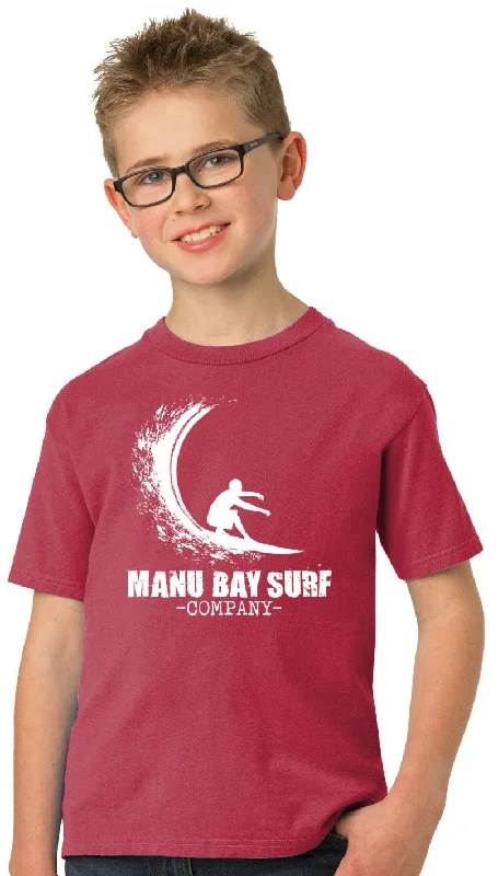 Early Access Manu Bay Surf Company WAVE Kids 100% Cotton Surfing Tee Shirt