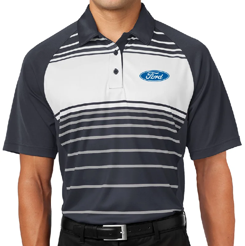 Limited Time Discount Mens Ford Logo Stripe Polo Shirt