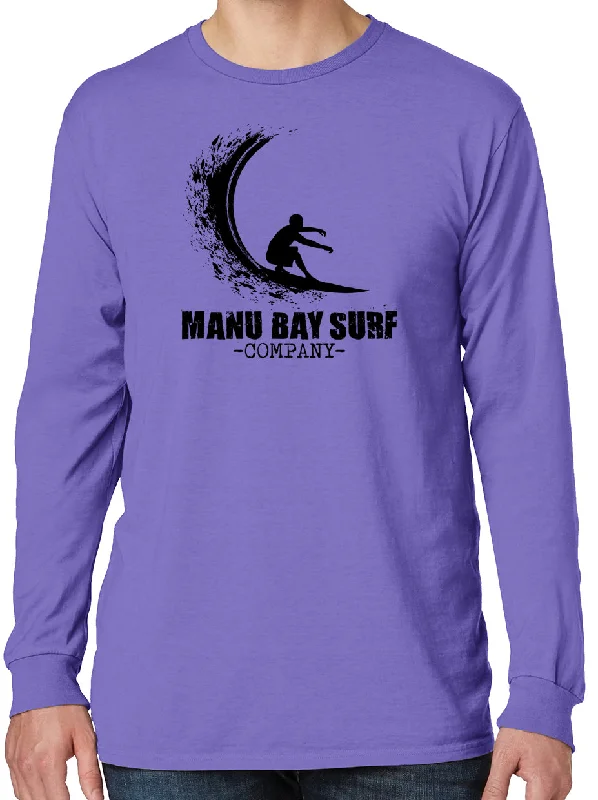 Don't Wait Manu Bay Surf Company WAVE Mens Cotton Long Sleeve Surfer Tee Shirt