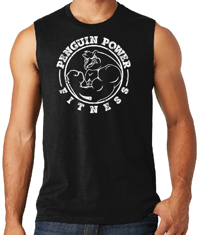 Friends and Family Sale Mens Penguin Power Fitness Muscle Gym Shirt