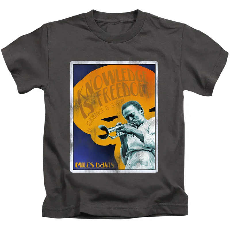 Act Fast Miles Davis Boys T-Shirt Knowledge is Freedom Charcoal Tee