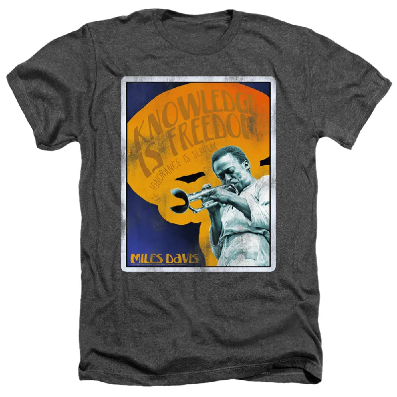 Deal Alert Miles Davis Heather T-Shirt Knowledge is Freedom Charcoal Tee