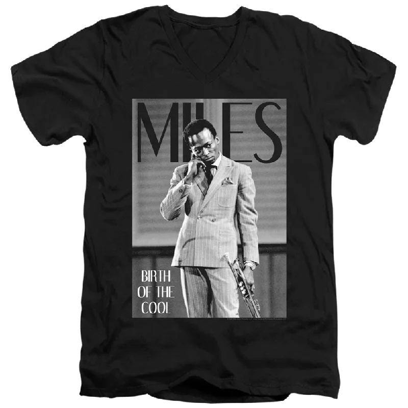 Crazy Deals Miles Davis Slim Fit V-Neck T-Shirt Birth of the Cool Black Tee