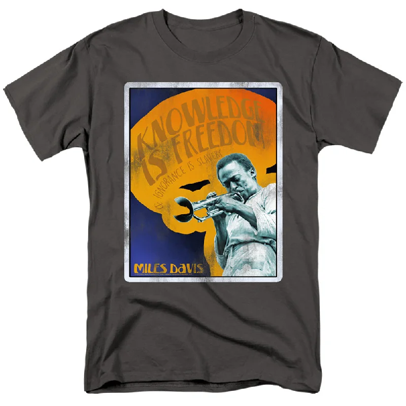 Bargain Blast Miles Davis T-Shirt Knowledge is Freedom Charcoal Tee