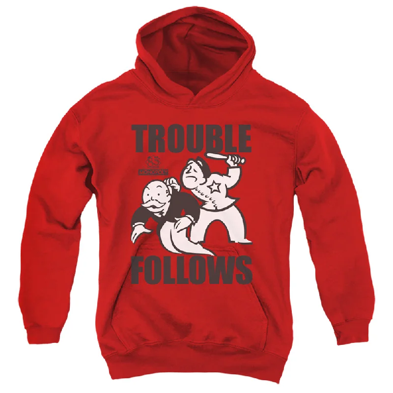 Price Reduction Monopoly Kids Hoodie Trouble Follows Red Hoody