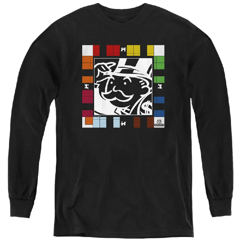 Super Sale Monopoly Kids Long Sleeve Shirt Game Board Black Tee