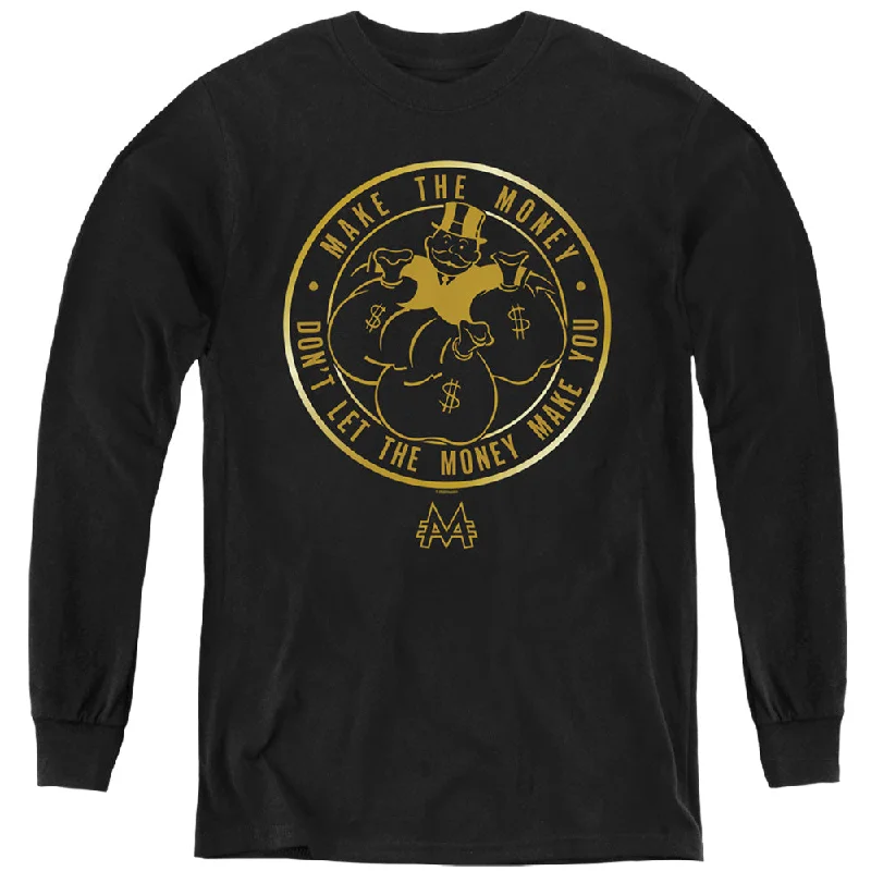 Final Markdown Monopoly Kids Long Sleeve Shirt Make The Money Black Tee