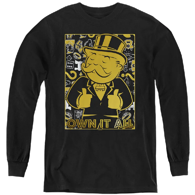 Must-Have Deals Monopoly Kids Long Sleeve Shirt Own it All Black Tee