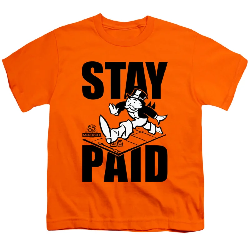 Bonus Savings Monopoly Kids T-Shirt Stay Paid Orange Tee