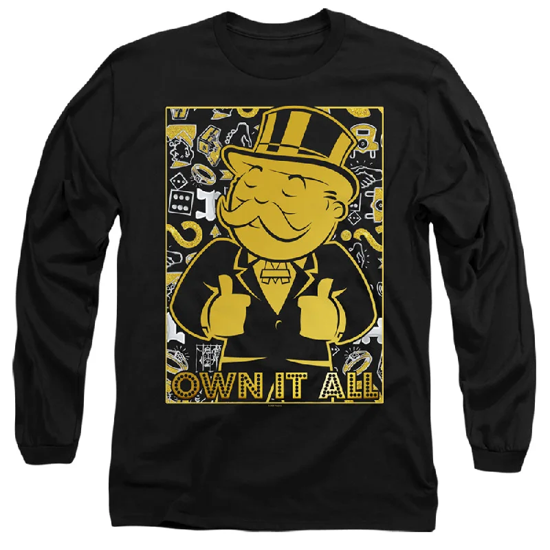 Blowout Deals Monopoly Long Sleeve T-Shirt Own it All Black Tee