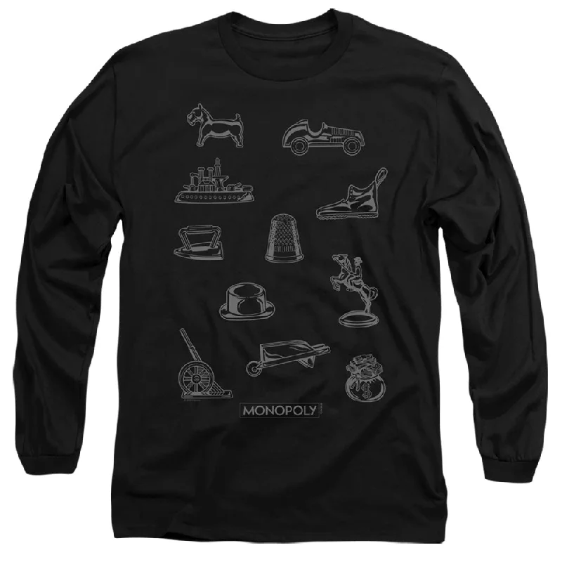Flash Sale Monopoly Long Sleeve T-Shirt Tokens Black Tee