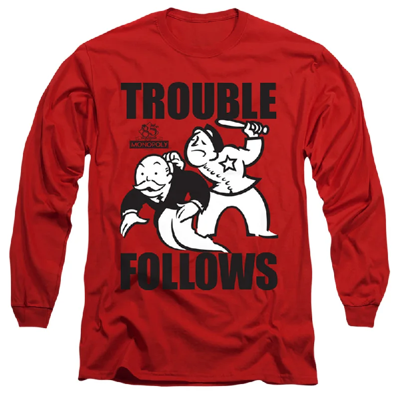 Lowest Price Monopoly Long Sleeve T-Shirt Trouble Follows Red Tee