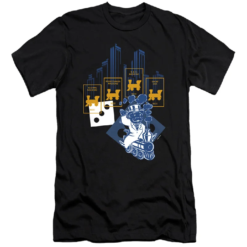 Today Only Monopoly Premium Canvas T-Shirt Railroads Black Tee