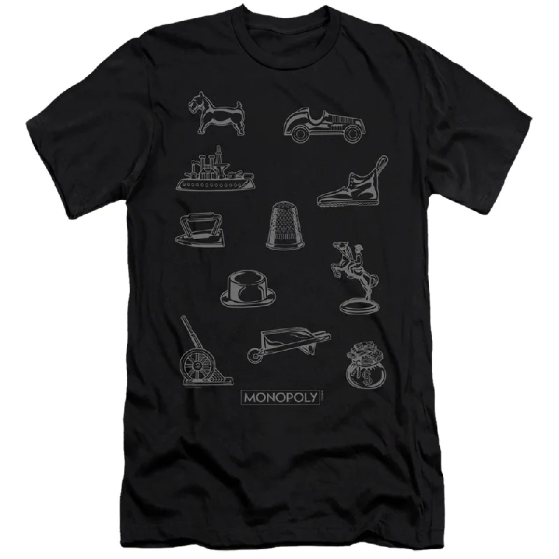 Exclusive Online Offer Monopoly Premium Canvas T-Shirt Tokens Black Tee
