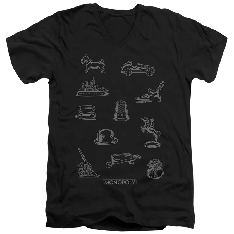 Special Offer Monopoly Slim Fit V-Neck T-Shirt Tokens Black Tee