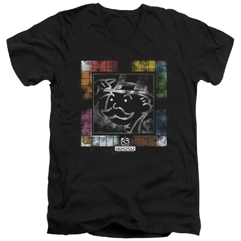 Limited Edition Monopoly Slim Fit V-Neck T-Shirt Vintage Game Board Black Tee