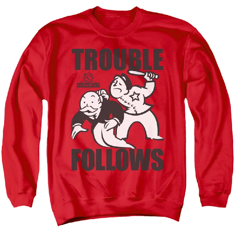 Early Access Monopoly Sweatshirt Trouble Follows Red Pullover