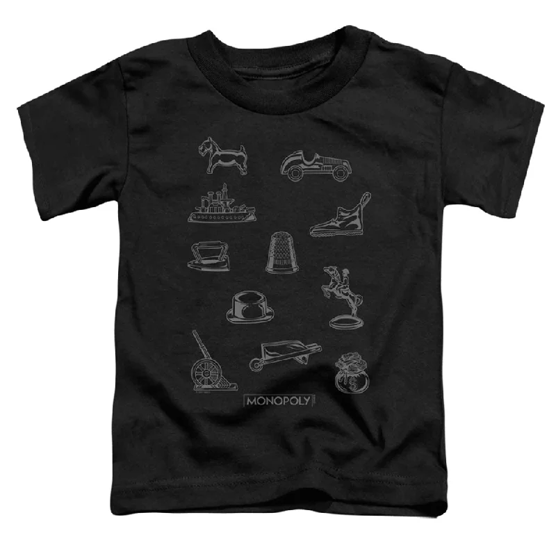 Last Chance Monopoly Toddler T-Shirt Tokens Black Tee