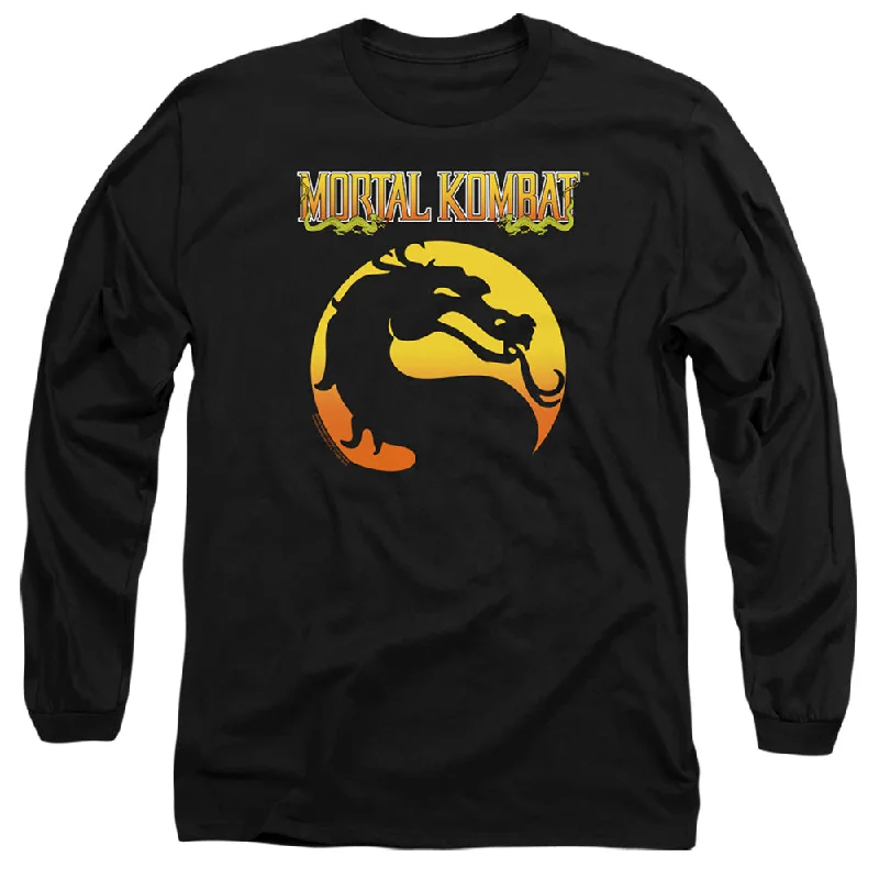 Online Only Mortal Kombat Klassic Long Sleeve T-Shirt Dragon Logo Black Tee