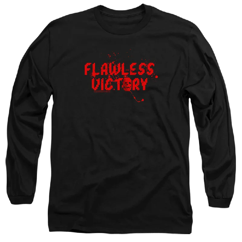 Best Bargains Mortal Kombat Klassic Long Sleeve T-Shirt Flawless Victory Black Tee
