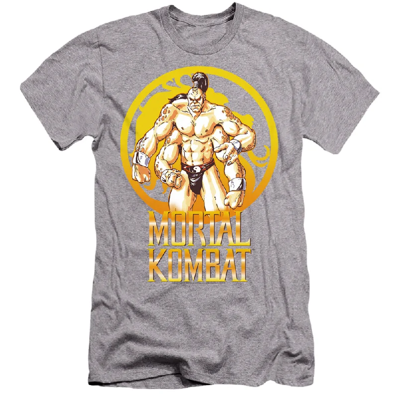 Don't Wait Mortal Kombat Klassic Premium Canvas Shirt Goro Athletic Heather Tee