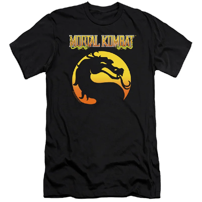 Steals and Deals Mortal Kombat Klassic Premium Canvas T-Shirt Dragon Logo Black Tee