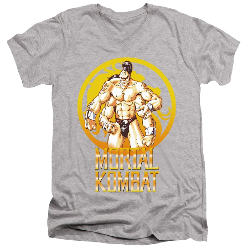 Early Access Mortal Kombat Klassic Slim Fit V-Neck T-Shirt Goro Athletic Heather
