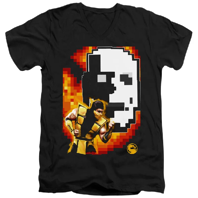 Clearance Items Mortal Kombat Klassic Slim Fit V-Neck T-Shirt Scorpion Black Tee