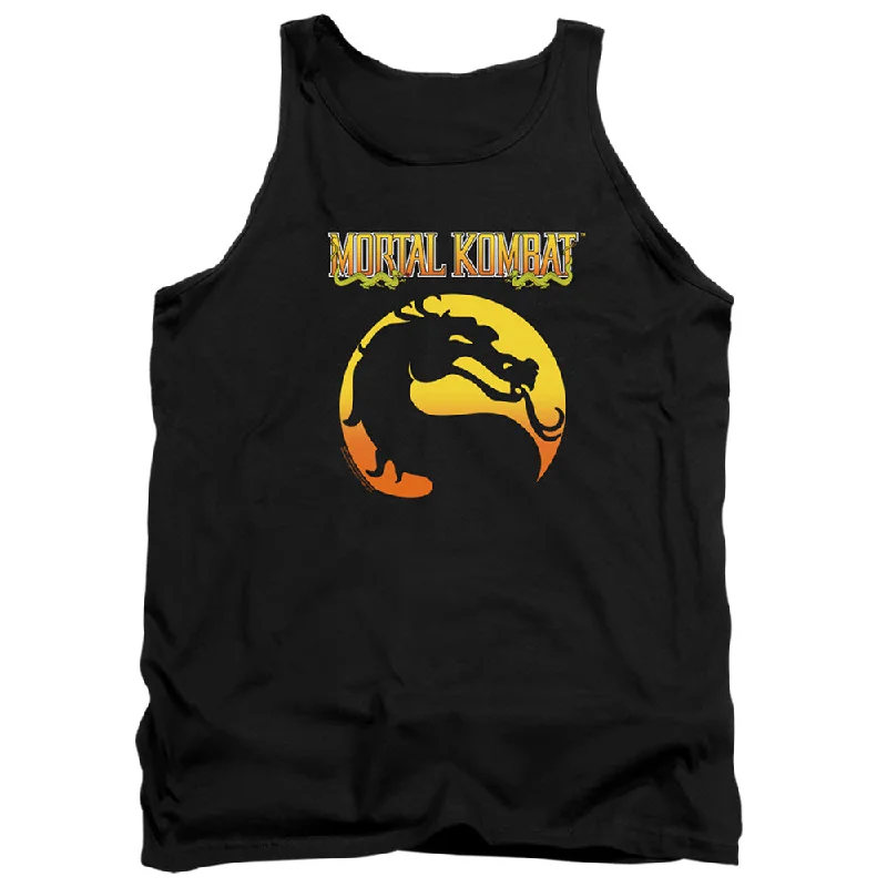 Super Bargain Mortal Kombat Klassic Tanktop Dragon Logo Black Tank