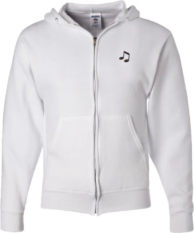 One-DAY Sale Music Note Patch Pocket Print Full Zip Hoodie