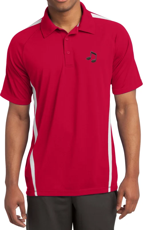 Limited Time Music Note Patch Pocket Print Micro Mesh Colorblock Polo