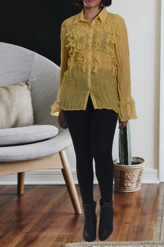 Limited Availability Mustard Front Ruffle Top