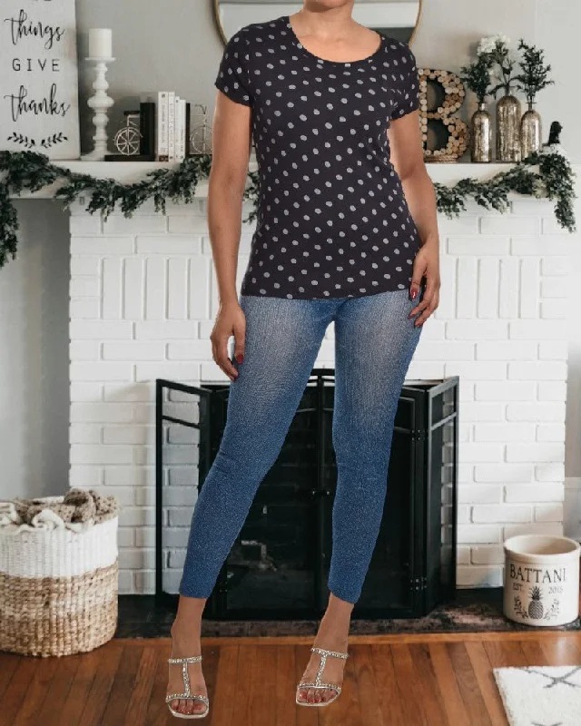 Big Discounts Black And White Polka Dot Tee