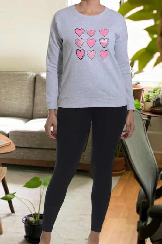 Daily Deals Pink Heart Print Sweater