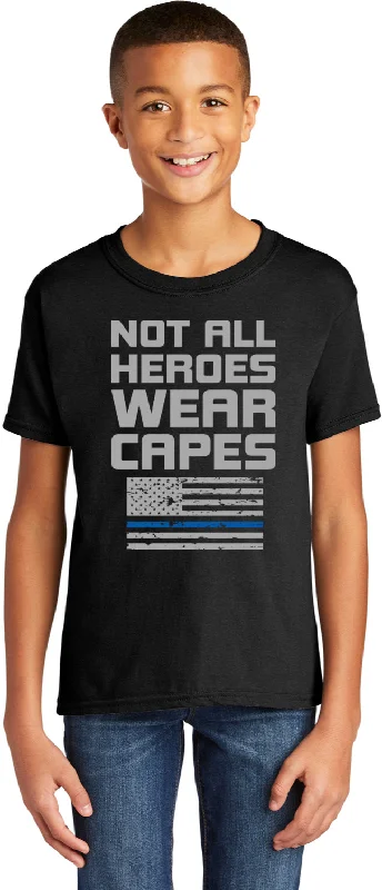 Limited Availability Police Not All Heroes Wear Capes Youth Kids Shirt