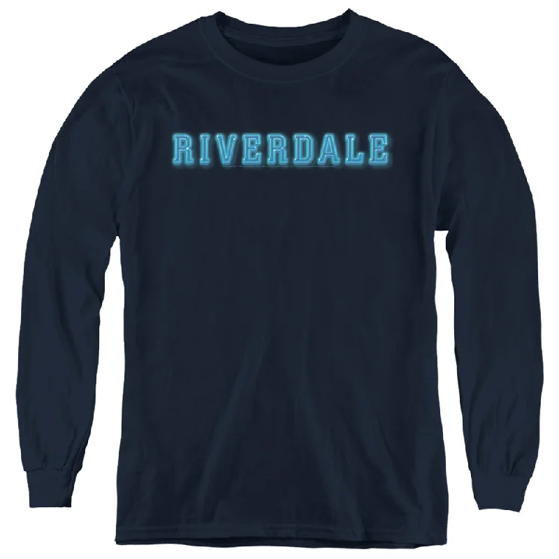 Bargain Bin Riverdale Kids Long Sleeve Shirt Logo Navy Tee