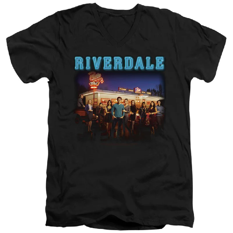 Early Access Riverdale Slim Fit V-Neck T-Shirt Pops Chock'Lit Shoppe Black Tee