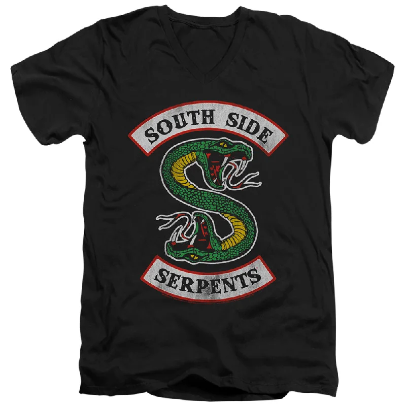Discount Days Riverdale Slim Fit V-Neck T-Shirt South Side Serpents Black Tee