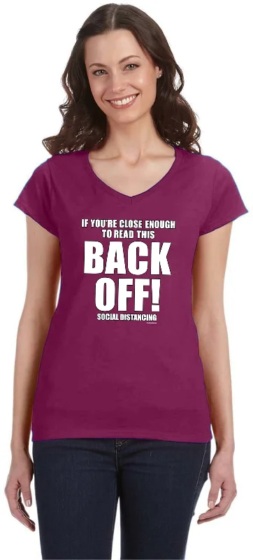 Huge Savings Social Distancing Back Off Ladies V-Neck Shirt