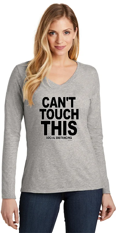 Don't Miss Social Distancing Can't Touch This Ladies V-neck Long Sleeve