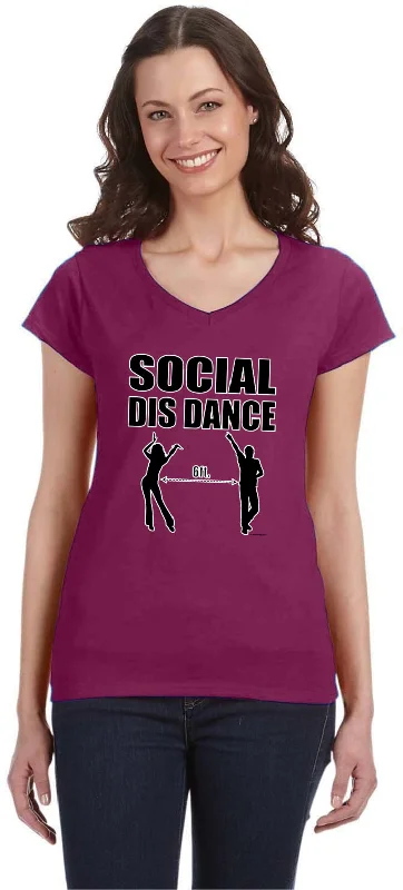 Super Deal Social Distancing Dance Ladies V-Neck Shirt