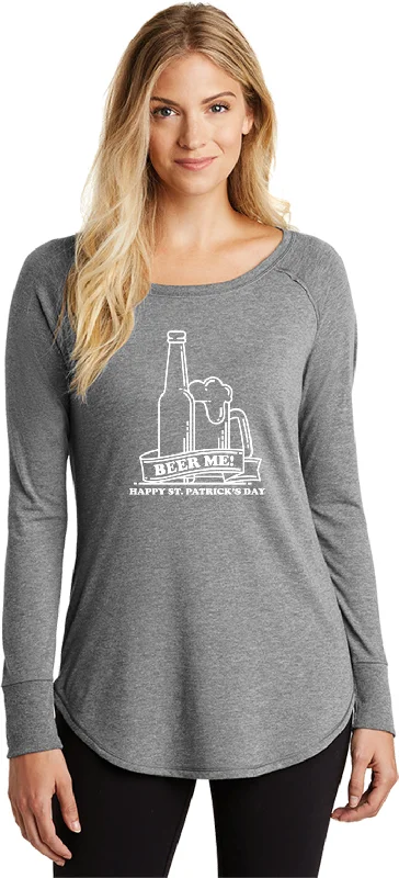 Customer Appreciation Sale St Patricks Day Beer Me Ladies Tri Blend Long Sleeve Shirt