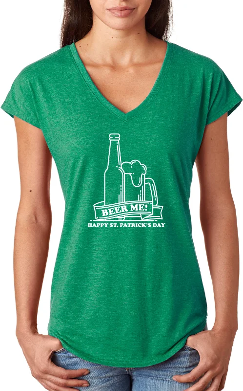 Instant Savings St Patricks Day Beer Me Ladies Tri Blend V-neck Shirt