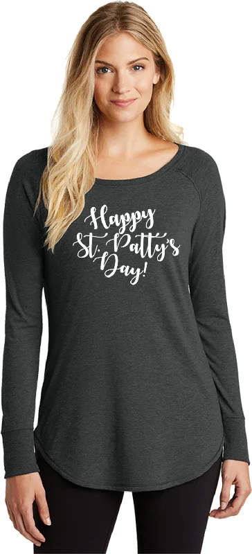 Act Fast St Patricks Day Happy St Pattys Day Ladies Tri Blend Long Sleeve Shirt