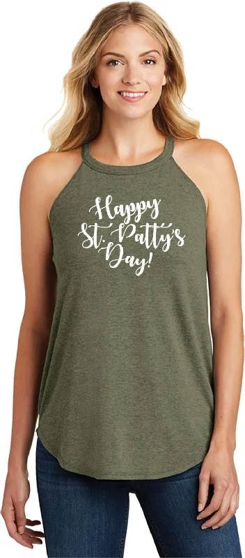 Bargain Prices St Patricks Day Happy St Pattys Day Ladies Tri Rocker Tank Top