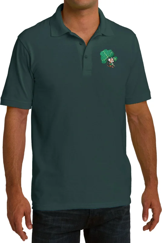 Super Savings St Patricks Day Lucky Irish Mouse Patch Pocket Print Pique Polo