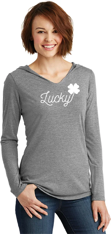 Bargain Bin St Patricks Day Lucky Ladies Lightweight Hoodie